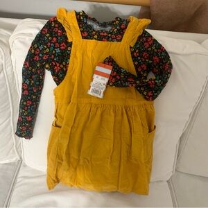 Cat & Jack Yellow Pinafore Dress with Floral Top